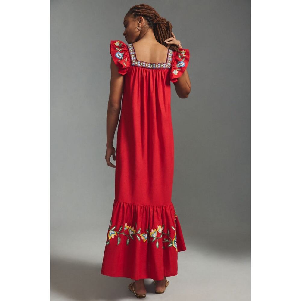 Farm Rio Embroidered Floral Square-neck Maxi Dress NWT Medium P - Picture 2 of 5